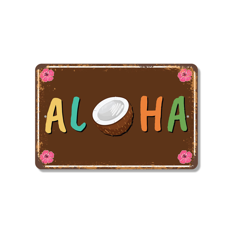 Enseigne en plastique Aloha 8 po x 12 po