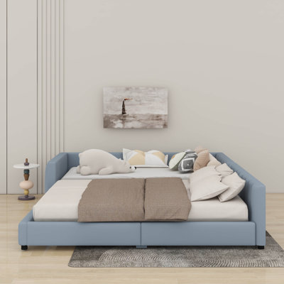 Lit plateforme tapissier grand et simple TG, lit mère et enfant