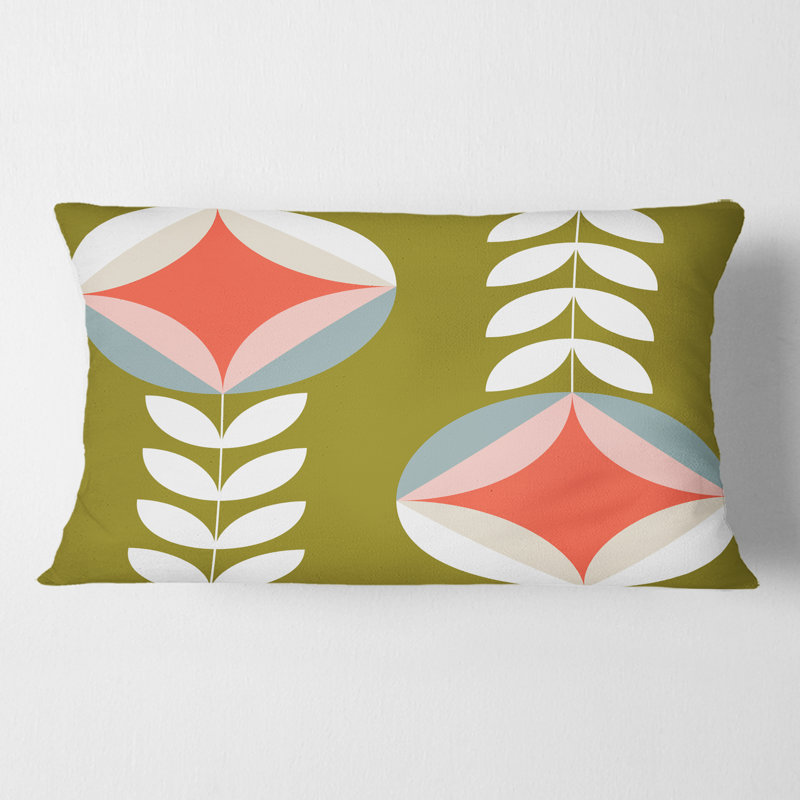 Coussin décoratif rétro à motif botanique rétro I Mid-Century