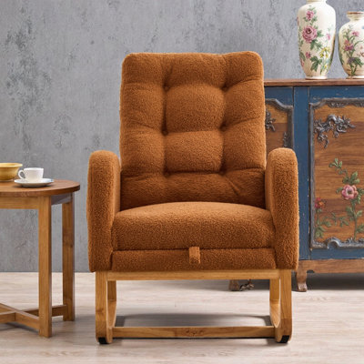 Chaise berçante rembourrée caramel avec repose-pieds LY-5104 - Haut dossier confortable pour les salons, les chambres à coucher et les chambres de bébé