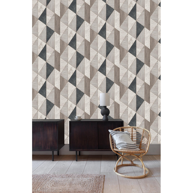 Papier peint gris à panneau géométrique, Gris