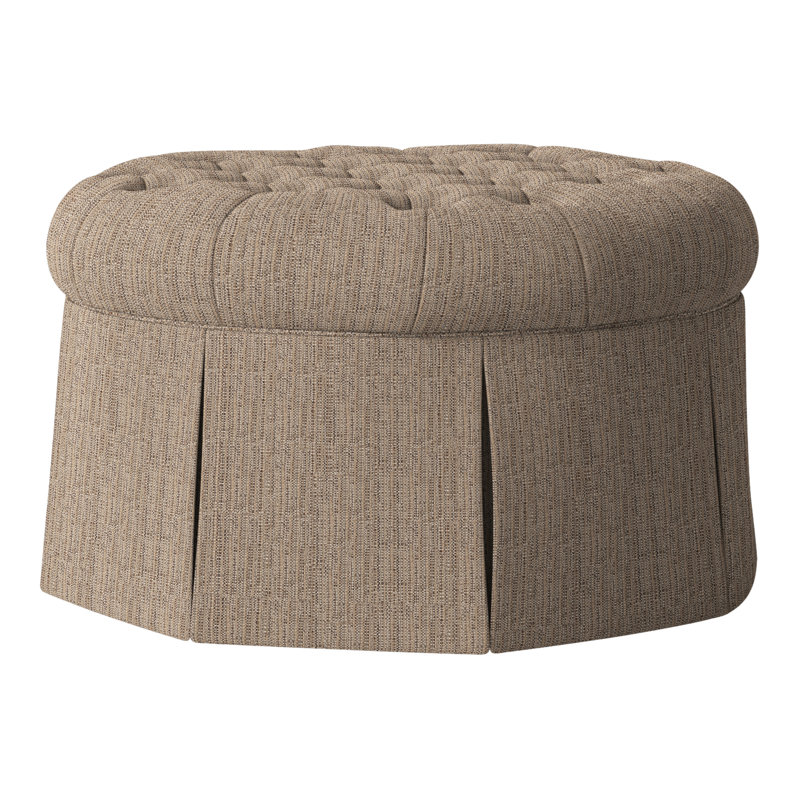 Alma 35" Tufted Round Cocktail Ottoman, Alabaster (3157 73)