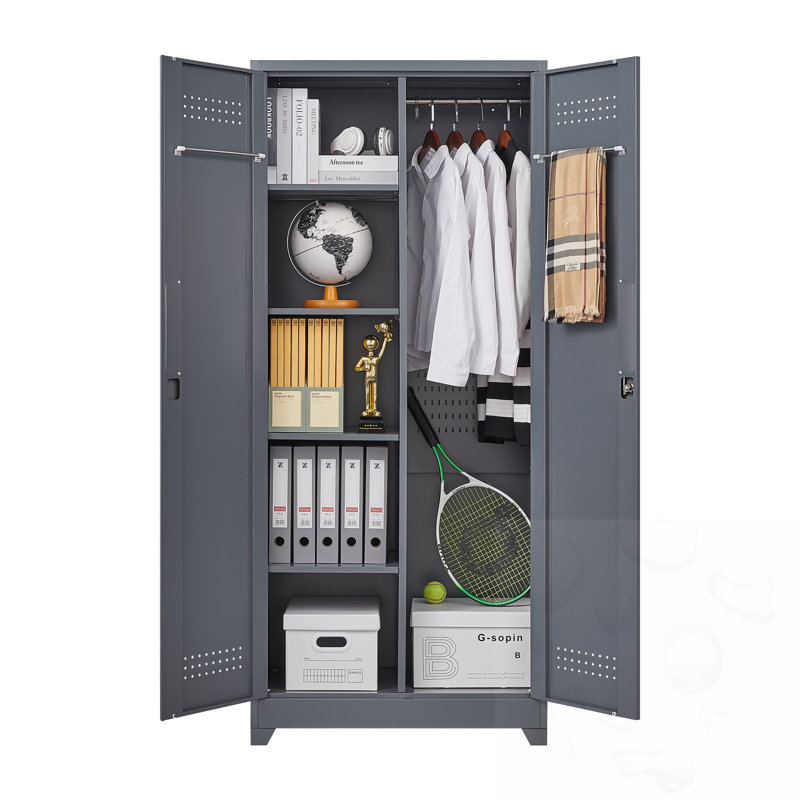Armoires de rangement en métal avec tablettes réglables, Gray