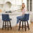 26" Swivel Counter Bar Stools, Counter barstools with Wood Frames, Dark Blue-1714014787-1714014796