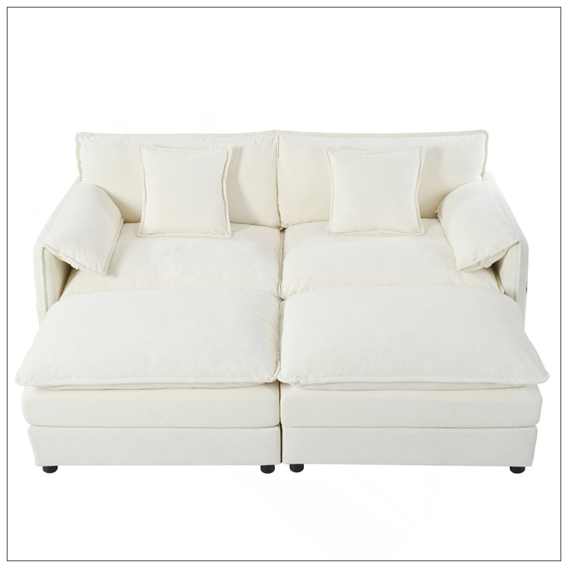 Canapé modulaire à assise profonde avec 2 repose-pieds et coussins moelleux, canapé modulaire pour causeuse pour salon, appartement, bricolage