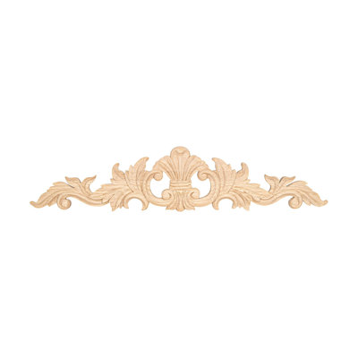 3-7/8 in x 18-1/4 in x 1/2 in Unfinished Wood Onlay Acanthus Wood Applique