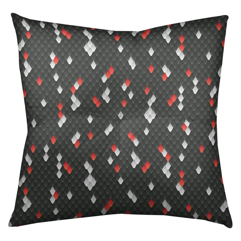 Coussin de plancher à échelle serpent, 26 po x 26 po, Noir / rouge