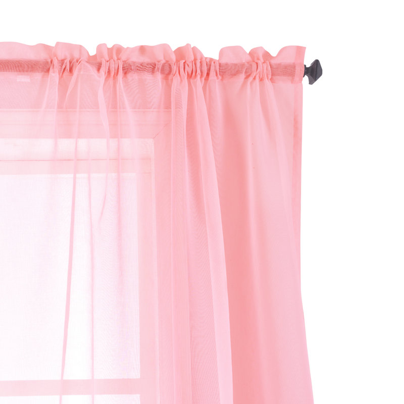 Chapple Sheer Curtains / Drapes Pair, Pink, 52" L x 96" W
