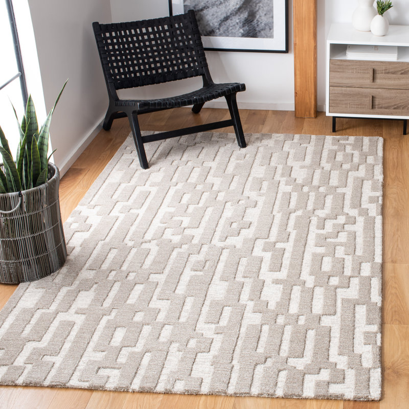 Adolphine Hand Tufted Wool Abstract Rug, Rectangle 6' x 9'