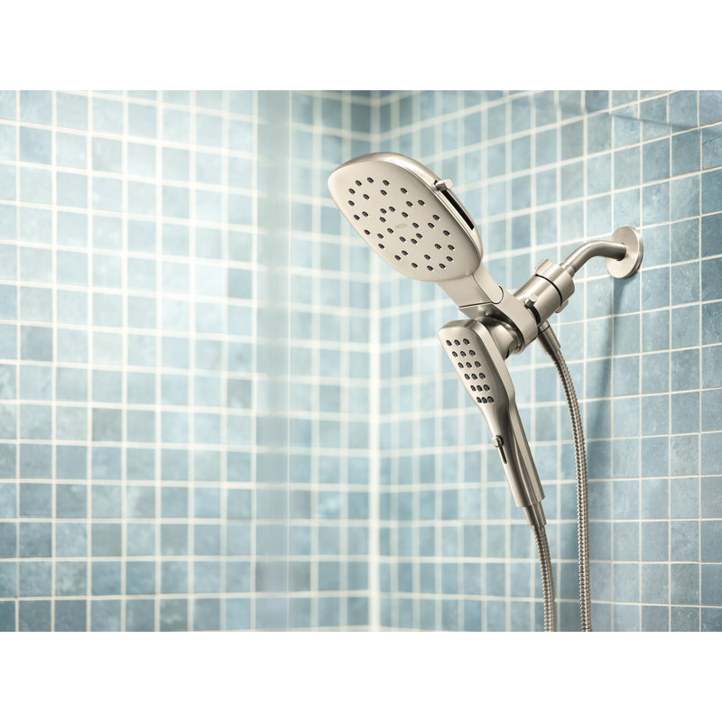 Pomme de douche double Verso avec Magnetix, Nickel brossé