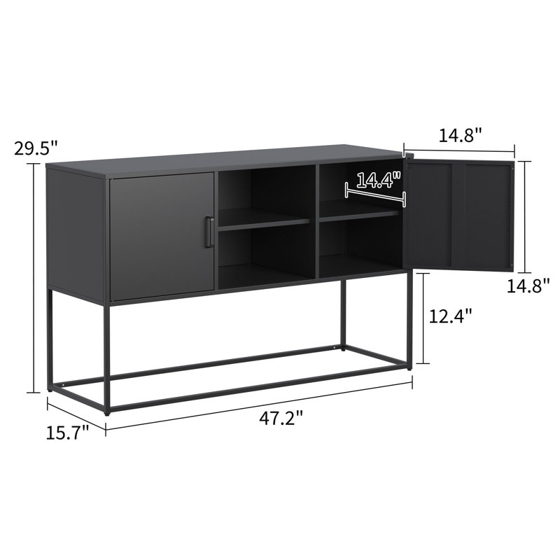 Armoire de rangement 47 po pour salon, Noir