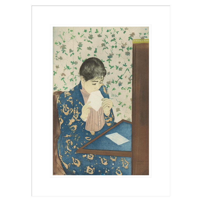La lettre par Mary Cassatt - Impression sur toile, H 21,75 po x l 16,12 po