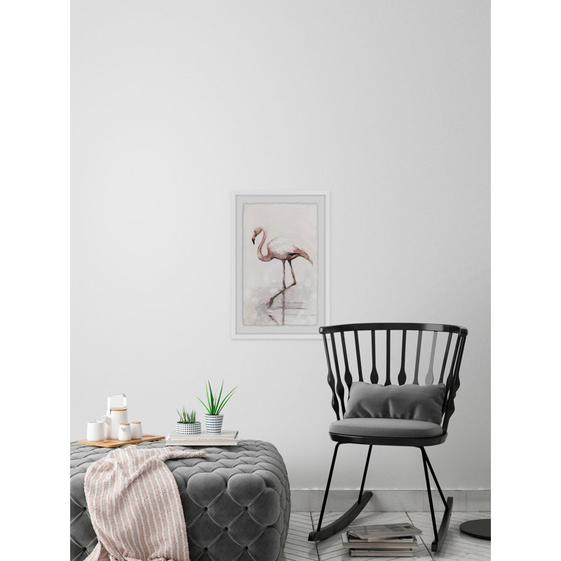 «Flamingo Splash», reproduction sur toile, H 36 po x l 24 po x P 1,5 po, Cadre flottant blanc