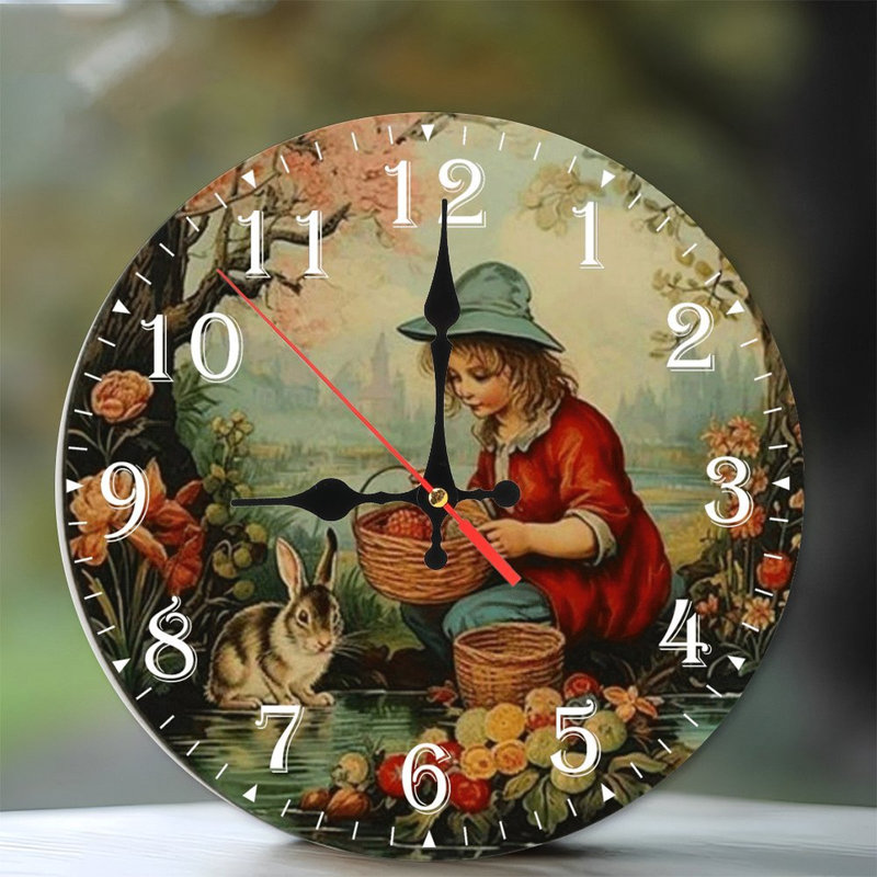 Horloge murale en bois 10 po, mouvement silencieux, à piles (piles AA non incluses), décor artistique, parfait pour les décorations