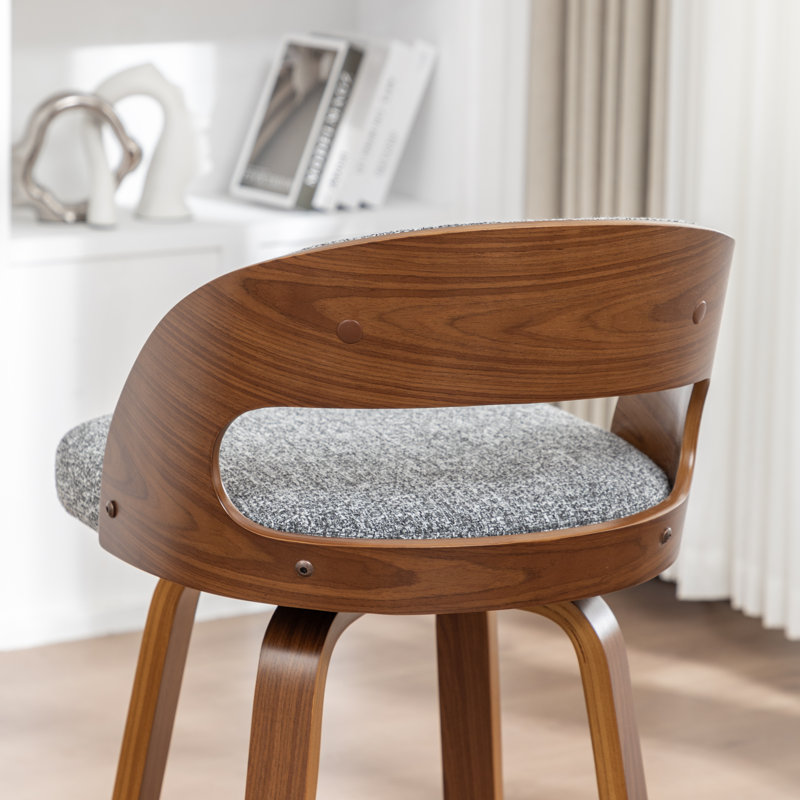 Ensemble de 3 tabourets de bar et de comptoir pivotants en cuir Jacobson, Gris / Lin