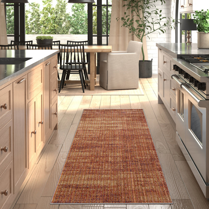 Esser Modern Solid, Accent Rug, Brown/Red/Tan, Runner 2'6" x 7'3"