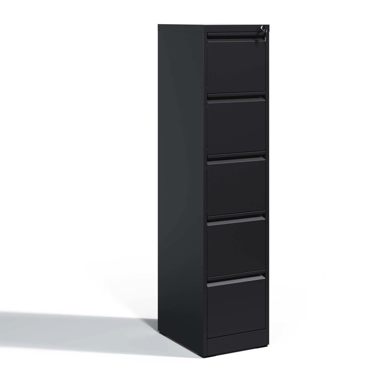 5 Drawer Metal File Cabinet For Office/Home, Lockable, Steel, Tilt, Full Extension Drawers Streamlined Organization Lockable 5 Vertical Cabinet, Office/Home Steel , Seamless And Efficient Handling
