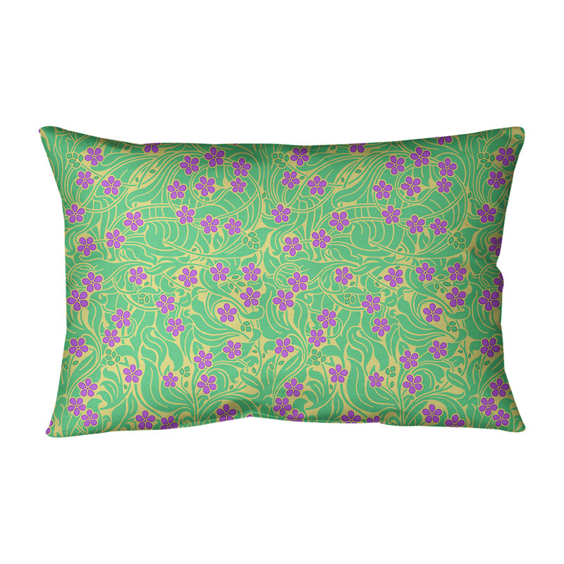 Coussin Katelyn Elizabeth, 14 po x 14 po, Polyester/ Bourre en polyester, Jaune, vert et mauve
