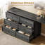 Bureau d'ordinateur en forme de L avec 6 tiroirs grain de bois noir-598111122