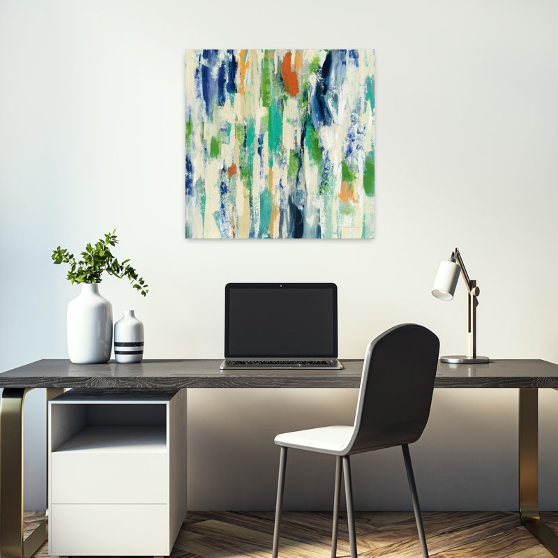Rayons de soleil contemporains avec art abstrait bleu, H 18 po x l 18 po