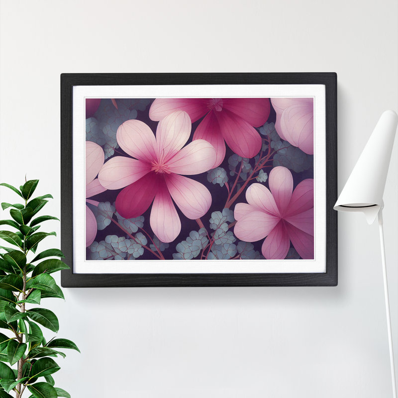 XH1022-9558X Vibrant Flowers - Single Picture Frame Print, 46cm H x 64cm W x 2cm D, Black