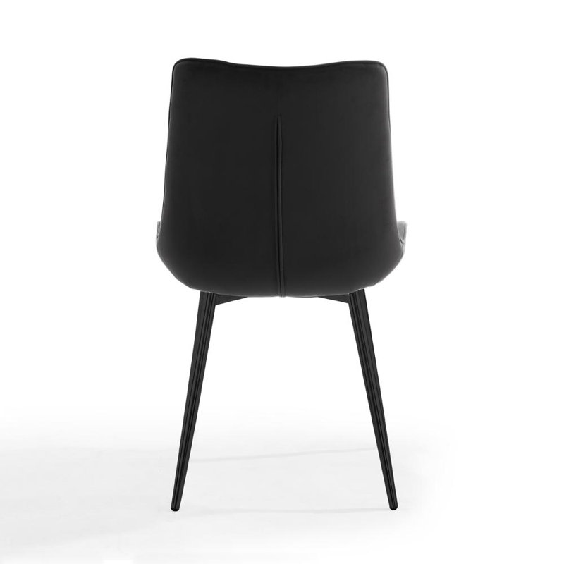 Ahmarie 48cm H Velvet Upholstered Upholstered Back Side Chair, Black, Black