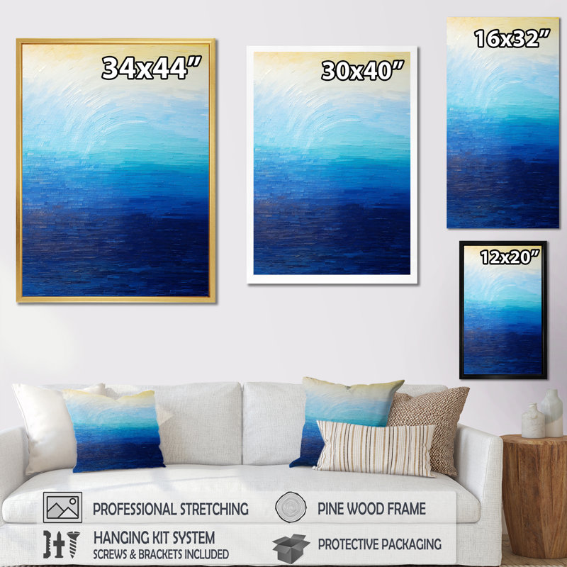 «Blue Spectral Solitude I» sur toile, H 40 po x l 30 po x P 1,5 po, Cadre flottant noir