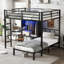 Full XL Over Twin Metal Bunk Bed With Folding Desk, Closet With LED