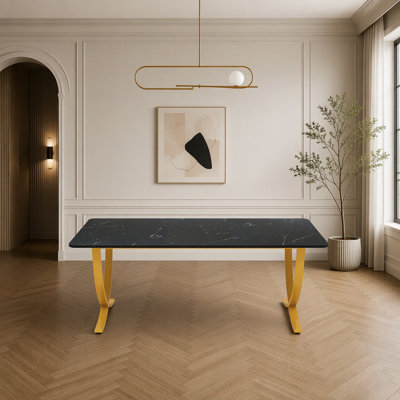 Table de salle à manger 63 ", table de cuisine moderne avec plateau en faux marbre