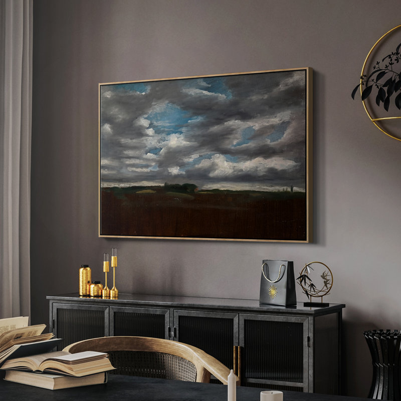 Paysage étendu avec des nuages gris, v. 1821-1822 - John Constable - Toile tendue avec châssis encadrée, 26 x 40, Naturel