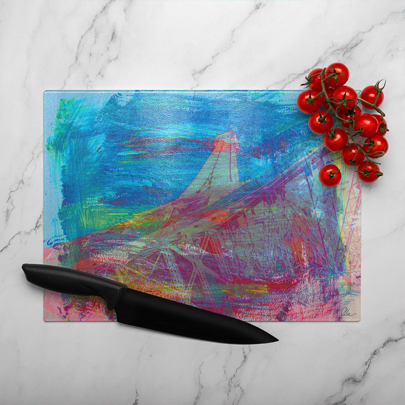 Below The Tower Glass Chopping Board, 28cm L x 20cm W