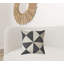 Coussin à fermeture à glissière géométrique 100% laine 20 "x 20" gris anthracite et blanc