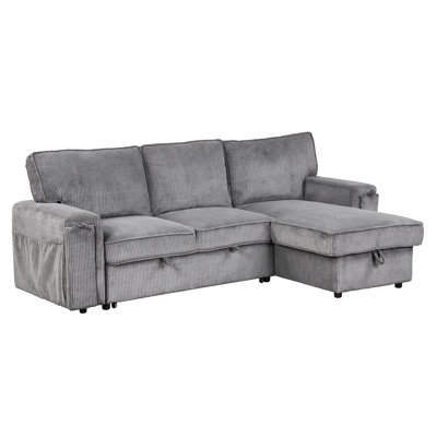 Modern Sleeper With Storage And Cup Holder Look - Gray Furniture Elegant 3 Sectional Options Supports