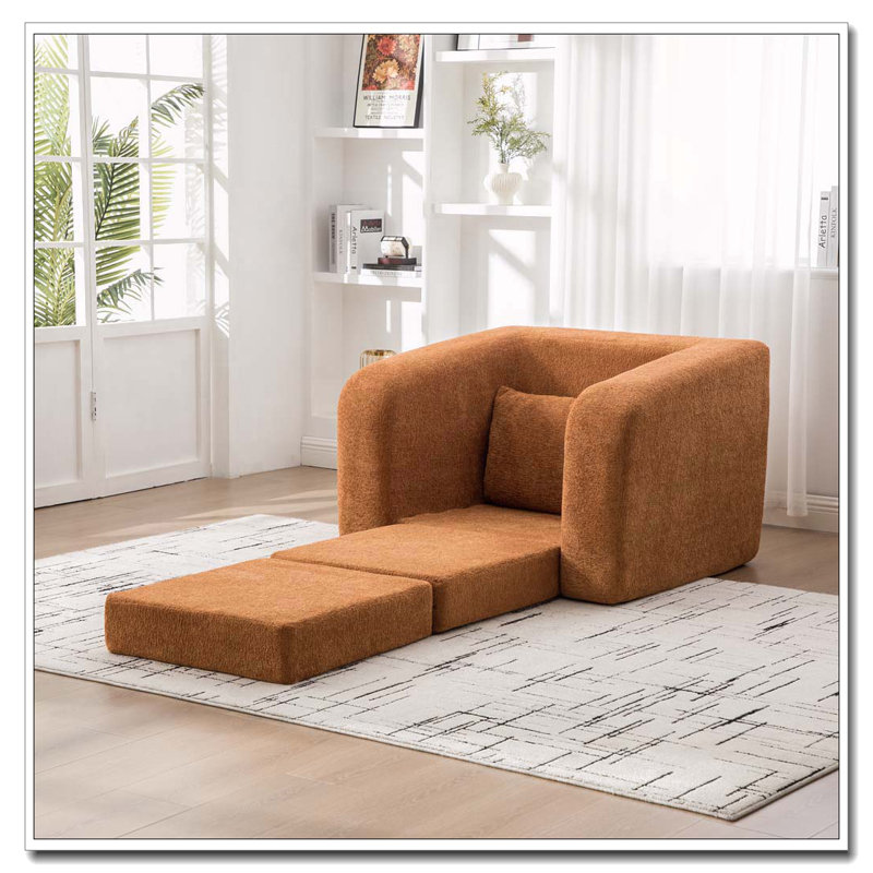 Fauteuil d'appoint pliable 40 po avec accoudoirs et dossier, Orange
