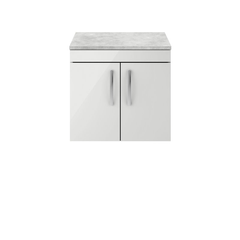 Athena 60.5cm Single Bathroom Vanity Base Only, Gloss Grey Mist