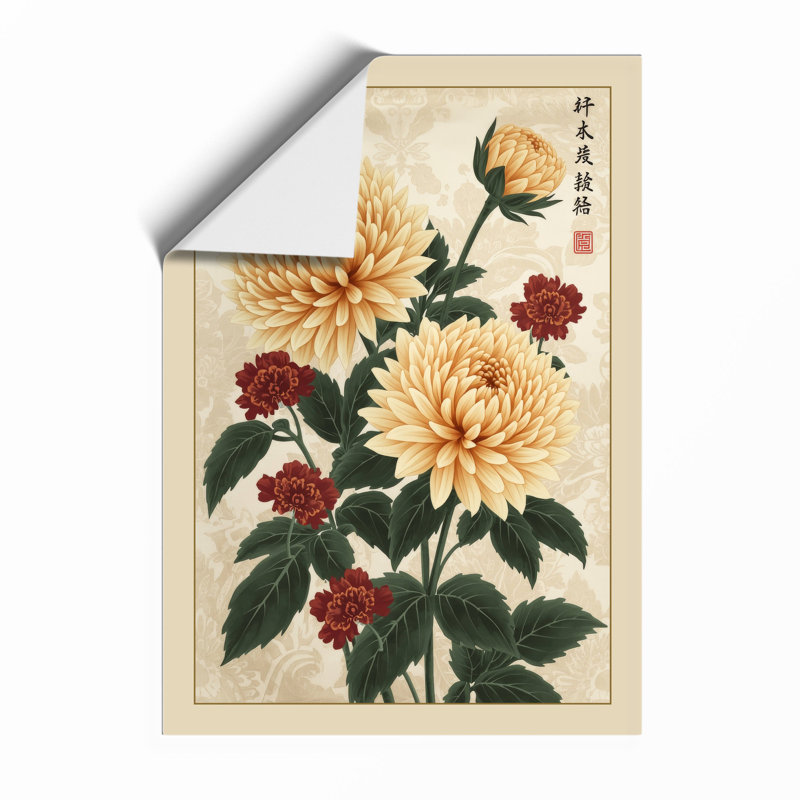 Chrysanthemum Study Botanical - Framed Print, A3 - 42.0 x 29.7 cm, Unframed