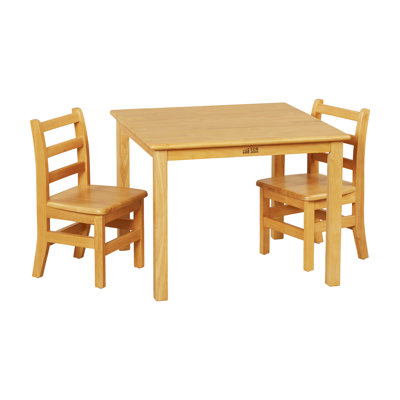 ECR4Kids 30in Square Hardwood Table and 12in Chairs, Kids Furniture, 3-Piece