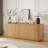 Sideboard Storage Cabinet TV Stand With Wave Pattern Buffet Cabinet Wooden Vertical Striped Cabinet For Kitchen/Bedroom/Entryway, 64''W X 15''D X 24''H.-1279400806