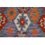 Tapis kilim orange et bleu tissé à plat 8 x 12