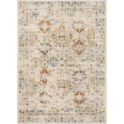 Well Woven Omaha Kian Cream Vintage Panel Distressed Rug