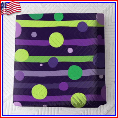 Purple Dots Stripes Quilted Bedspread All Sizes
