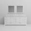 Meuble-lavabo double l 84 po x P 22 po, comptoir en quartz blanc et miroirs 34 po-488261906