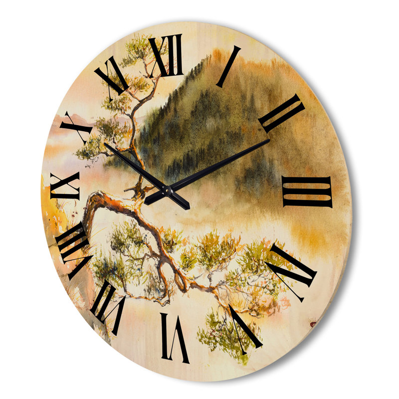 Horloge murale incurvée pin, Très grand