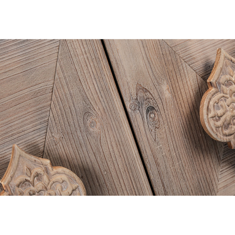 Armoire de style antique avec poignées de porte délicates fleurs - Buffet brun de salon brun, poignée délicieuse, Brun