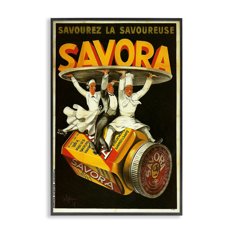 Savora Kitchen Advertisement Framed Giclee, design by Marcus Jules, 30" H x 20" W, Midnight Black Framed Giclee