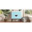 Ensemble de meuble-lavabo 30 po avec lavabo en céramique, armoire de rangement moderne avec 2 tiroirs, cadre en bois massif, bleu