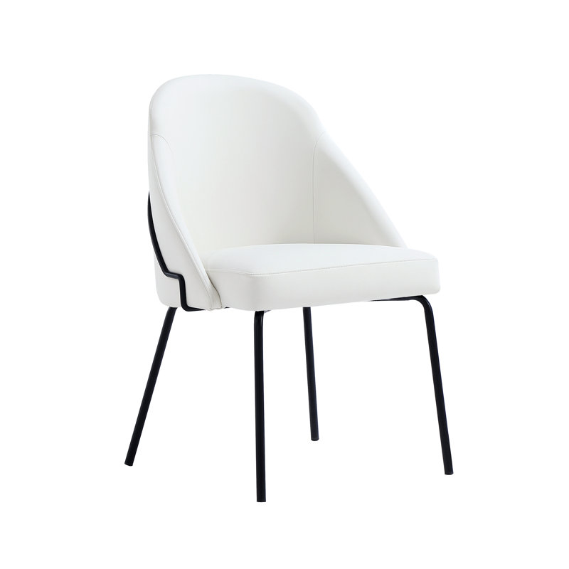 Fakenham Leatherette Dining Chair with Steel Legs, Black, White, 1