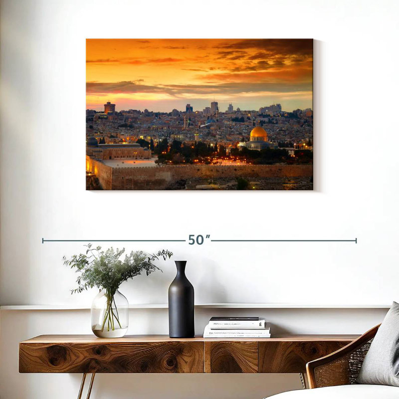 Harpa Jerusalem Sunset Cityscape, 24" H x 36" W
