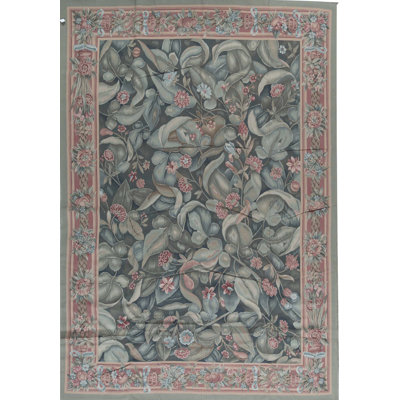 Hand-Knotted High-Quality Brown and Green Area Rug