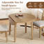 Table de salle à manger ronde extensible (table seule, sans chaises, plateau et pieds inclus) en MDF et bois d'hévéa. Style moderne et gain d'espace pour les petites cuisines.